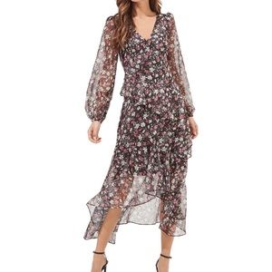 ASTR Floral Fairfax Ruffled Midi Dress